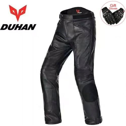 Brand DUHAN Mens Motorcycle Waterproof PU Leather Trousers Motocross Drop Resistant Riding Racing pants