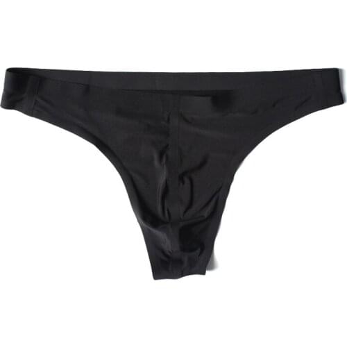 Man Underwear Thongs Sexy Ice Silky Briefs Panties Male Gay Low Waist Jockstrap T-Back Soft Underpants Briefs Thong G-String