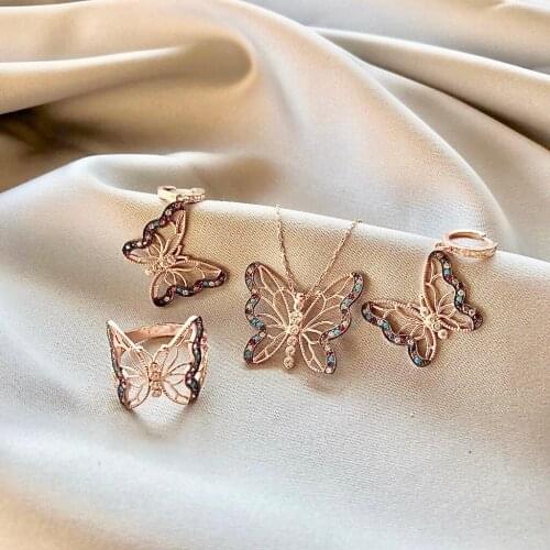 Gotic Butterfly Colorfull 925 Silver Set