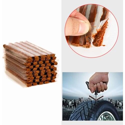 10Pcs Car Tubeless Tire Repair Strips Stiring Glue Tyre Puncture Emergency Repairing Rubber Strips Kit For Car Motorcycle Bike