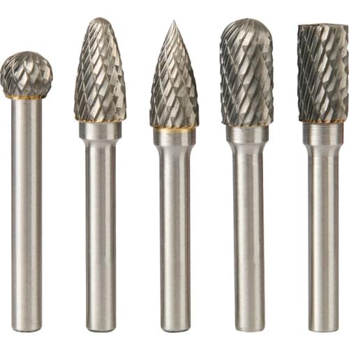 5Pcs 6x10mm Tungsten Carbide Twist Drill Bit Cutter Metal Grinder Burr Set Double Cutter For Dremel Rotary Tool