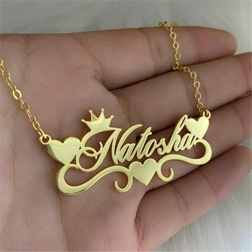 Custom Name Necklaces Couples Jewelry Personalized Stainless Steel Heart Custom Letter Choker Necklace Nameplate Girlfriend Gift