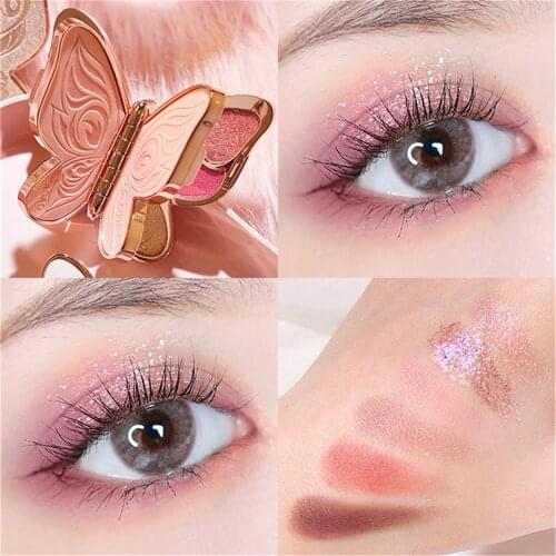 6 Colors Butterfly Eye Shadow Palette Pearl Sequins Glitter Matte Long-lasting Earth Color Daily Eyeshadow Eye Makeup Palette