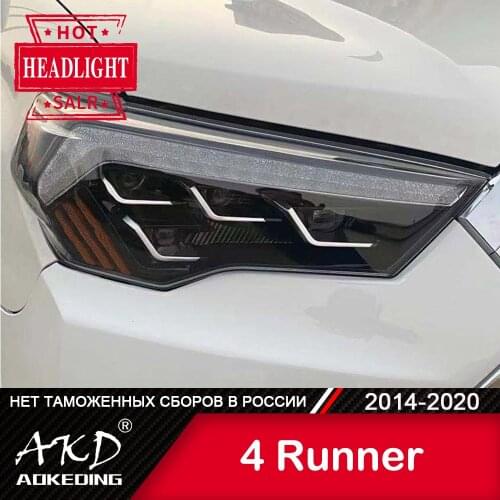For Car TOYOTA 4 Runner Head Lamp 2014-2020 Car Accessory Fog Lights Day Run Light DRL H7 LED Bi Xenon Bulb 4Runner Headlights