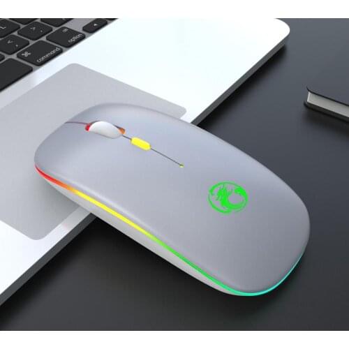 Rechargeable Silent Bluetooth Wireless Mouse RGB Office Home USB 2.0 Receiver 2.4Ghz Optical Mice For Laptop PC Black Silvery