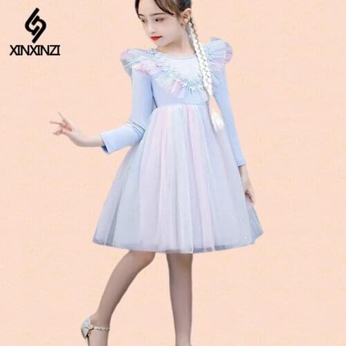 Girls' dresses autumn mesh 2020 new childrens Korean style French dress net red girl dress XXZ068