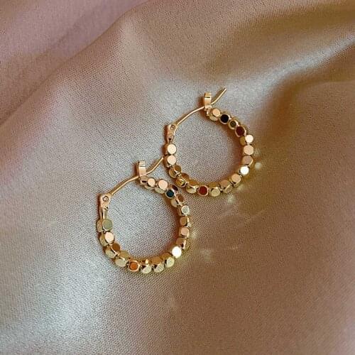 Small Square Beaded Earrings Retro Simple Geometry Metal Earrings For Women Female Party Trend Jewelry Gift Wedding Accessories