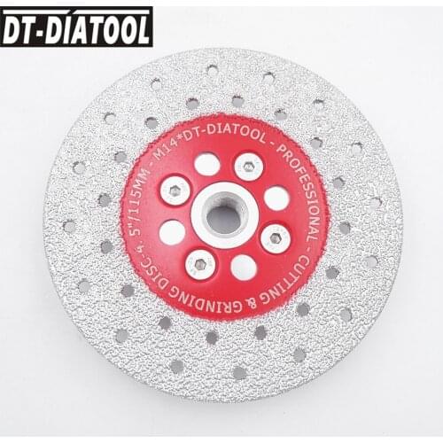 DT-DIATOOL 1pc #40/50 Vacuum Brazed Double Side Coated Diamond Cutting Disc Grinding Wheel for Granite and Marble Dia 4.5"/115mm