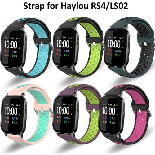 Silicone wrist strap for haylou LS02 smartwatch 2 accessories bracelet two-color soft loop adjustable wristband belt 20MM width