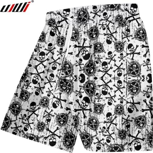UJWI Unisex Sports Beach Shorts 3D Printed Skulls And Sleleton Theme Mens Shorts Fashion Man Oversized 5XL Suppliers