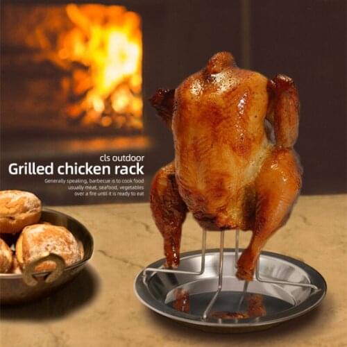 Chicken Roaster Rack with Bowl BBQ Accessories Tools Non-Stick Baking Cooking Pans Cooking Accessories Kitchen Accessories Grill