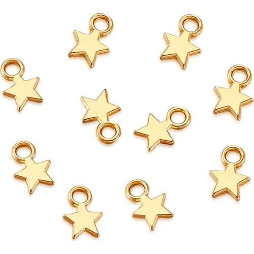 Tibetan Style Blank Stamping Tag Charms Pendants five pointed star For Jewelry Making Christmas Star Golden 10x8x1mm Pandahall
