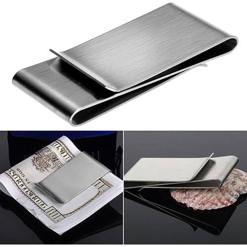 Stainless Steel Silver Color Slim Money Clip Purse Wallet Credit Card ID Holder