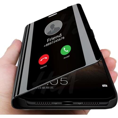 Smart Mirror Flip Phone Case For Samsung Galaxy S9 S8 S7 S6 Edge Plus A3 A5 A7 J3 J5 J7 2017 Clear View Cover J6 A6 A8 Case