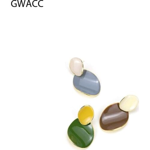 INKDEW Vintage Round Contrast Color Oil Drop Earrings For Women Geometric Irregular Gold Color Copper Alloy Fashion Jewelry