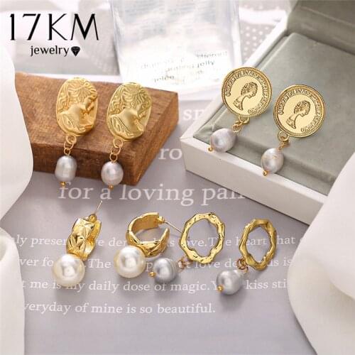 Vintage Irregular Pearl Drop Earrings For Women Girls Elegant Coin Circle Dangle Earrings 2021 Party Jewelry Gifts