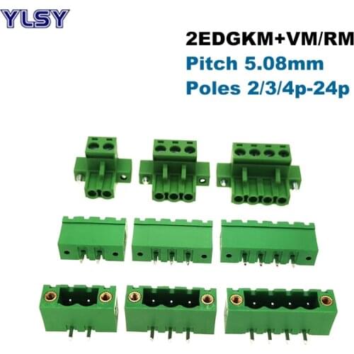 30Pcs Pitch 5.08mm Pluggable PCB Screw Terminal Block Connector 2 3 4 5 6 8 10 12P Male/Female Morsettiera 2EDGKM+VM/RM Bornier
