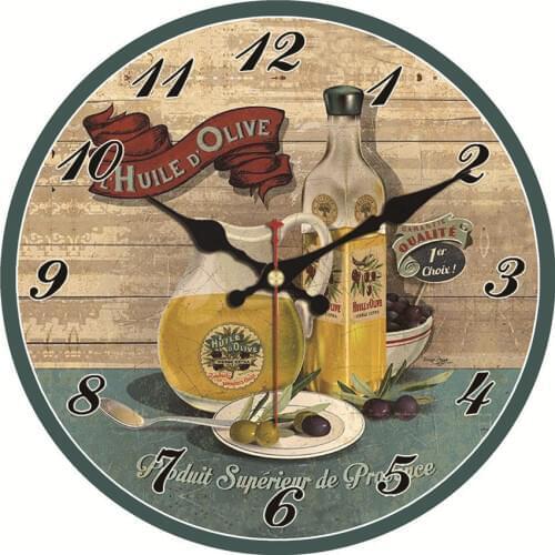 WONZOM Vintage Wall Clock Olive Oil Design Relogio De Parede Large Silent Clock For Living Room Shabby Chic Kitchen Saat Home