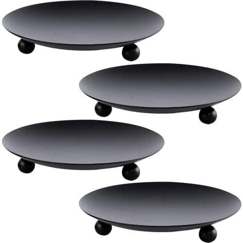 Iron Candlestick Holders Black Gold Retro Pillar Tables Candle Holder Stand Thick Candle Tray Decoration Christmas Wedding Party