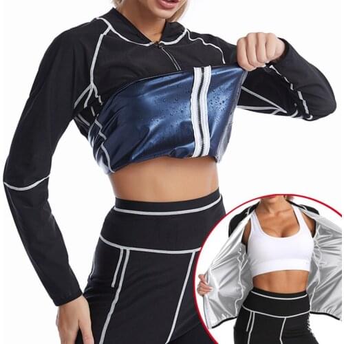 Women Thermo White line Shirt Sweat Sauna Pants Body Shapers Waist Trainer Slimming Long Sleeves Fitness Shapewear Sauna suit