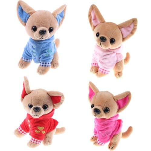1PCS New Cute 17cm Chihuahua Dog Plush Toy Stuffed Children Birthday Christmas Present Kids Toys 4 Colors