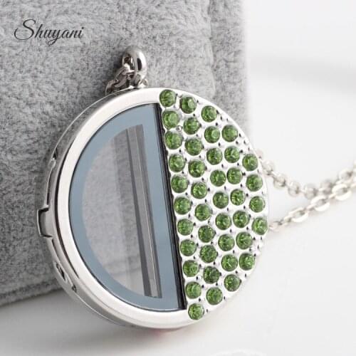 10pcs/lot L90 P17 Rhinestone 36*36mm Floating Locket Pendant Necklace Colorful Glass Living Memory Locket With Free Chains