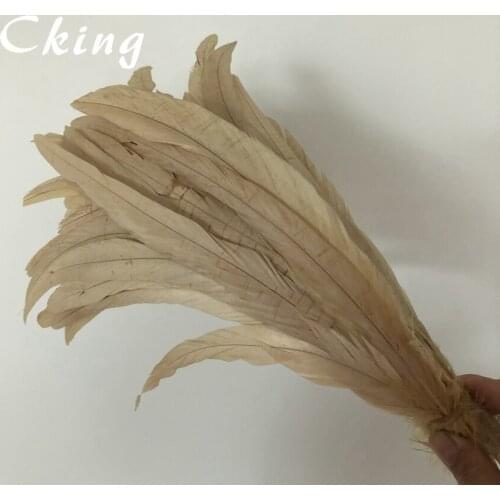100pcs/lot Beige color Dyed 10-12 Inch 25-30 CM Rooster feathers DIY Chicken feather 25 colors in stocks