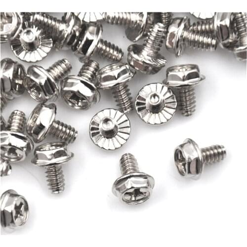 100pcs Toothed Hex 6/32 Computer PC Case Hard Drive Motherboard Mounting Screws For Motherboard PC Case CD-ROM Hard Disk 10X6mm