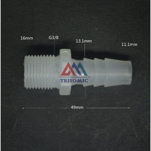 11.1mm-G3/8 Straight Connector Plastic pipe Fitting Barbed Connector with thread Material PP Fish Tank Airline Aquarium