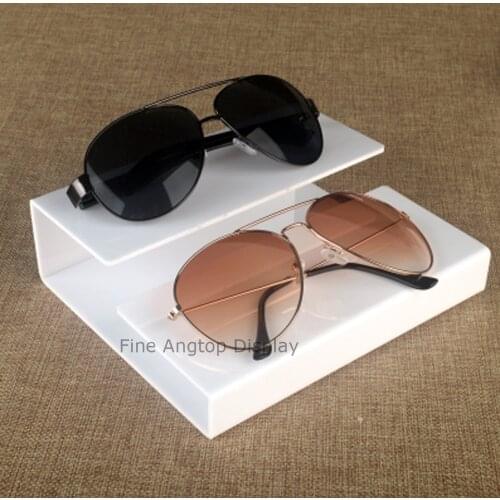 White Acrylic 2 Pair Sunglasses Display Stand Retail Eyewear Holder Rack
