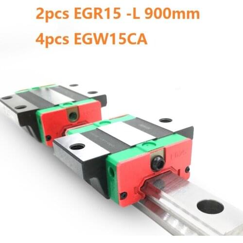 2pcs origial Hiwin rail EGR15 -L 900mm linear guide + 4pcs EGW15CA flanged carriage blocks for CNC router