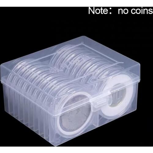 20Pcs Coin Storage Case16/20/25/27/30/38/46mm Coin Capsules Holder Protect Gasket Coin Holder Case with Plastic Storage Organize