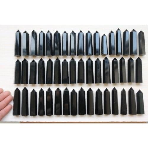 2000g 50pcs Natural Obsidian Quartz Crystal Wand Point Healing