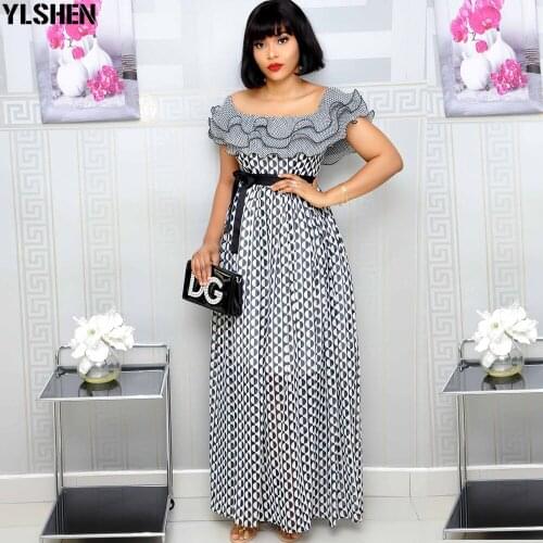 African Dresses for Women Dashiki Nail Bead Party Long Africa Dress African Clothes Space Layer Long Sleeve Robe Africaine Femme