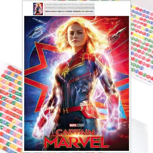 Diamond Painting Embroidery Kit Avengers Captain Marvel Mosaic Disney 5D DIY Full Square Circle Halloween Mural Home Decoration