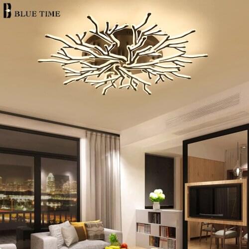 Large Led Chandelier Black Metal Modern Ceiling Mount Chandelier Lighting for Living room Bedroom Dining room Kitchen Luminaires