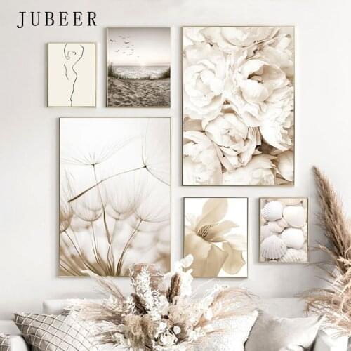 Flower Sheets for Paintings for Living Room Dandelion Sunset Bird Beach Grass Bedroom Decoration Painting Nordic Poster Wall Art
