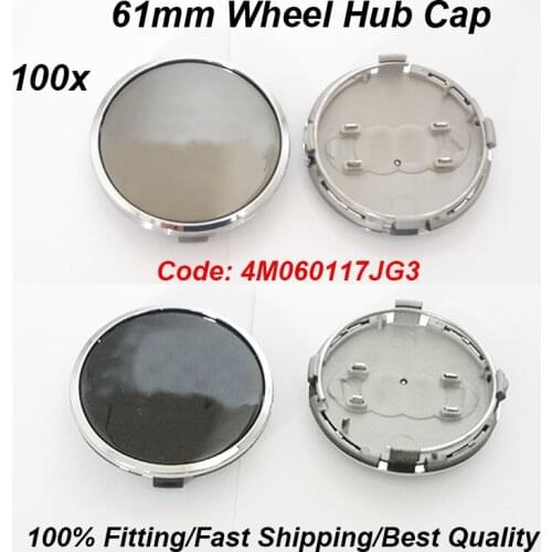 For A1 A2 A3 A4 A5 A6 A7 A8 Q1 Q3 100PCS Gray/Black 61mm 4M0601170JG3 61MM*55.5MM Auto Car Wheel Rim Hub Cap Car Styling