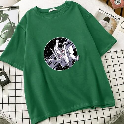 Astronaut Women Tumblr Ulzzang T Shirts Camisetas De Mujer Harajukju Tops Sleeve Tee TShirts Femme Roupas Femininas Vetement
