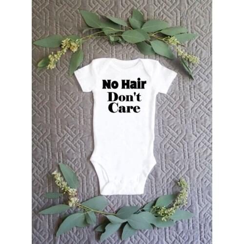 No Hair Don't Care Summer Funny Newborn Baby Boys Girls Romper Clothing Infant Unisex Short Sleeve Fashion Jumpsuit Outfit