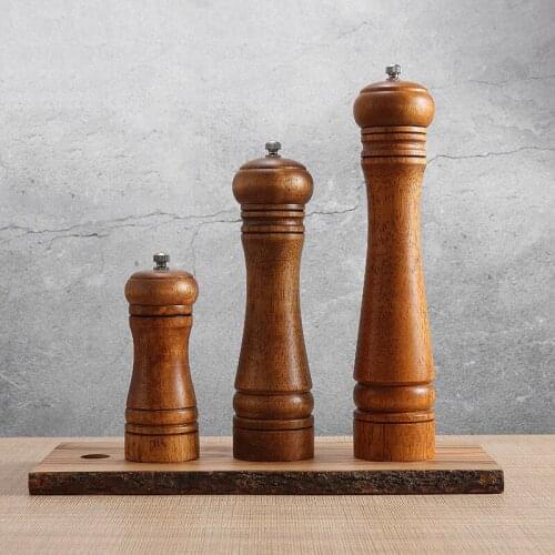 Salt and Pepper Mills Solid Wood Pepper Mill with Strong Adjustable Ceramic Grinder 5" 8" 10" - Kitchen Tools