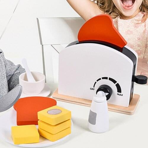 Simulation Toasters Bread Breakfast Maker Machine Toy Kitchen Play Scene Gift Pretend Play Dollhouse Tableware Toys