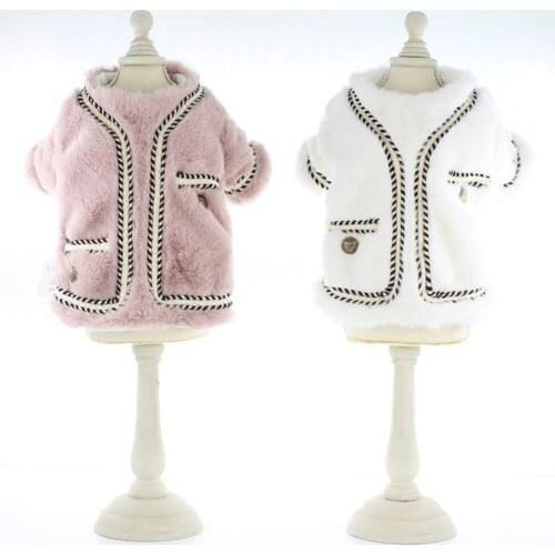 Fashion Ladies Winter Pet Dog Clothes Elegant White Pink Puppy Pet Cat Coat Jacket For Dogs Fur Chihuahua Clothing Overalls