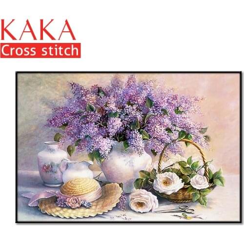 Cross stitch kits,Embroidery needlework sets with printed pattern,11CT-canvas for Home Decor Painting,Flowers Full NCKF213