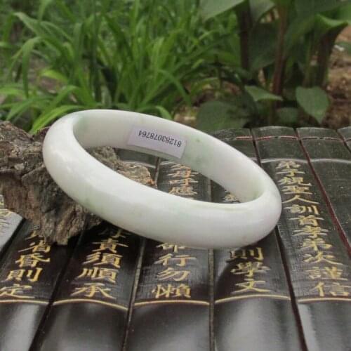 Natural jade a cargo floating flower bracelet white green jade bracelet jade bracelet son Yang genuine with certificate