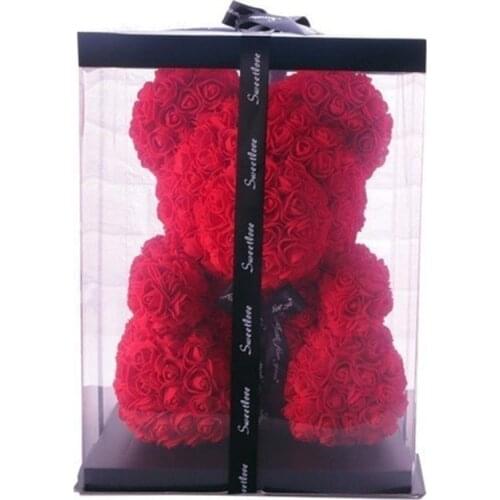 New 25cm Teddy Rose Flower Bear Gift Box Wedding Christmas Decoration Valentines Day Give A Girlfriend Gif