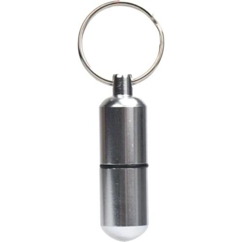 New Simple Design Metal Mini Waterproof Aluminum Medicine Pill Box Bottle Holder Container Keychain Hot Sale gift for Adults