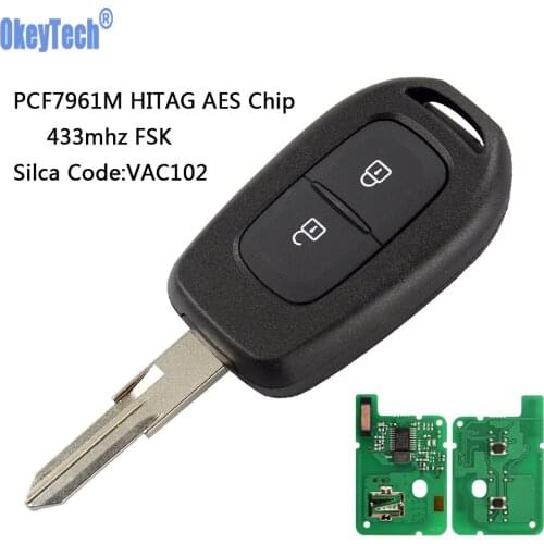 OkeyTech Remote Key 433mhz with PCF7961M HITAG AES Chip for Renault Sandero Dacia Logan Lodgy Dokker Duster 2016 2 Buttons