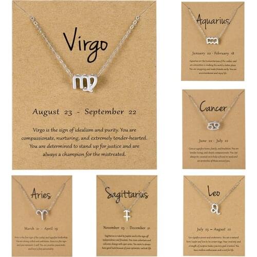 2021 New 12 Zodiac Necklace Men Women Trend Hip Hop Elegant Charm 12 Constellation Necklace Girl Jewel Necklace Ornament Gift