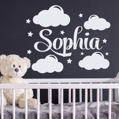 Personalized Name Wall Decal Custom Name Decal Cloud and Star Nursery Decor Kids Bedroom Room Decor Art Mural C88